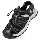 Unitysow Womens Hiking Sandals Closed Toe Sports Sandals Walking Sandal Beach Athletic Sandals Ladies Outdoor Summer Shoes,Black,Size 9