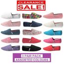 3 x Womens Zapatillas Canvas Shoes Slip On Flats Loafers Assorted Colours
