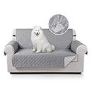 TAOCOCO Sofa Covers 100% Waterproof Sofa Slipcovers 2 Seater,Non Slip Cover for Kids/Dogs/Pets,Washable Sofa Protector with Elastic Strap(Grey,UPDATE of Cloth)