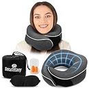 SnoozEasy™ Travel Pillow for Airplane | Soft Memory Foam Neck Pillow for Travel, 360 Degree Support, Lightweight Flight Pillow for Adults | Includes Carry Bag, Eye Mask & Ear Plugs | UK Brand