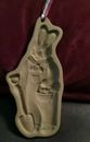 Brown Bag Cookie Art Stoneware Mold Rabbit Farmer Easter Bunny Hill Design 1992