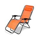 ginoya brothers Outdoor Adjustable Zero Gravity Folding Reclining Lounge Chair for Garden, Pool Side Recreation, Home and Office Lunch Break, for Outdoor and Indoor. (Orange)