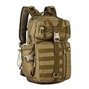 HUNTVP 30L Tactical Backpack Molle Military Rucksack Large Laptop Sports Daypack for Hiking Camping Fishing Hunting Fitness School (Brown-30L)