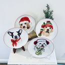 Pier 1 Puppies Dogs Holiday Christmas Dessert Salad Plates Red 8" EUC Set Of 4