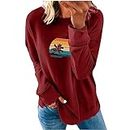 SHOPESSA Fall Clothes for Women 2023 Trendy Vintage Graphic Crewneck Sweatshirt Sweatshirt Women Sweatshirt for Teen Girls, Red Womens Shirts and Blouses, Medium