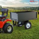 Black Steel Dump Cart Tow-Behind Solution for Lawn Tractors 500 LBS Capacity