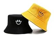 JAZAA Unisex Fashion Embroidered Bucket Hat Summer Short Brim for Men Women Teens (Yellow)