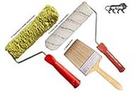 Orson Aradhaya World Home Painting Set of 9 Inch Tread & Fur Painting Roller with 4 Inch Paint Brush (Pack of 3)