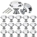 Dresser Knobs,16 Pack Diamond Shaped Crystal Glass Drawer Knobs, Pulls and Handles with Screws for Closet, Bathroom Cabinet, Dresser and Cupboard (30mm)