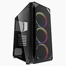 iONZ KZ10 PC Gaming Case Mid Tower M-ATX Tempered Glass With 3 x 120mm FRGB Fans - Black