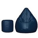 TUSA LIFESTYLE Bean Bag Cover Without Beans with Footrest Lounge Chair Luxury Bean Bag Cover with Footrest Without Beans (Without Fillers) (XXXL, Dark Blue)