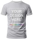 KAMKOO Custom T Shirts Men/Women Design Your Own T Shirt Add Your Image Photo/Text Front/Back Tshirts Print (Grey Large)
