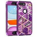 Asuwish Phone Case for iPhone 6plus 6splus 6/6s Plus Cell Cover Hybrid Marble Shockproof Full Body Hard Heavy Duty Slim Accessories iPhone6 6+ iPhone6s 6s+ i 6P 6a S Six iPhone6splus Women Men Purple