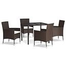 Outdoor Dining Set - 7 Piece Black Poly Rattan Furniture for Garden Comfortable and Stylish Rattan Dining Set with Cushions(90 cm Tischl?nge)