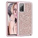 Asuwish Phone Case for Samsung Galaxy Note 20 5G Cell Cover Hybrid Rugged Bling Glitter Shockproof Full Body Hard Heavy Duty Slim Accessories Note20 Notes 20s Twenty Not S20 Women Girls Rose Gold