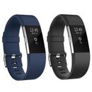 2x Ersatz Armband Schwarz Blau für Fitbit Charge 2 Fitness Sport Tracker