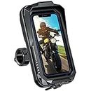 BTNEEU Motorcycle Phone Mount Waterproof 360° Rotatable Motorbike Phone Holder with Touch Screen Sun Visor Anti-Shake Motorcycle Mirror Phone Holder Moped Phone Mount for Phone up to 7.0'' (Black)