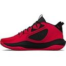 UNDER ARMOUR Unisex-Adult Lockdown 6 Basketball Shoe, (600) Red/Black/White, 12 Women/10.5 Men