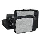 FATMUG Packing Cubes Travel Pouch Bag/Clothes Organiser Set of 4 (2 Large and 2 Medium) - Black, Polyester