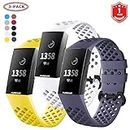 FunBand for Fitbit Charge 3 Strap Bands, Easy Adjust Breathable with Ventilation Holes Soft Silicone Sport Accessory Bracelet Straps for Fitbit Charge 3 Fitness Activity Wristband