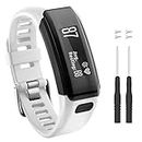 Benstyle Soft Silicone Bands Compatible for Garmin Vivosmart HR,Fitness Watch Replacement Adjustable Sport Strap Band with Free Pin Removal Tools for Garmin Vivosmart HR (White)