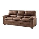 Bravich Oxford 3 Seater Sofa. Light Brown Faux Leather Sofa, Three Seater Bonded Leather Couch. Large Sofas For Living Room Furniture, Easy Wipe Clean. 3 Seater, Light Brown, 202cm x 83cm x 93cm.