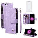 Asuwish Phone Case for iPhone 6plus 6splus 6/6s Plus Wallet Cover with Screen Protector Card Holder Flip Zipper Cell Accessories iPhone6 6+ iPhone6s 6s+ i 6P 6a S Six iPhone6splus Women Men Purple