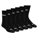 PUMA mens 6 Pack Crew Socks, Black/Grey Logo, 10-13