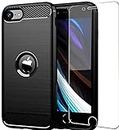 Folmeikat iPhone 8/7/6/6s, iPhone SE 2nd Generation 2020 New Case, Screen Protector Slim Shock Absorption Reinforced Corner Soft TPU Silicone for iPhone SE 3 2022 4.7" (Black)