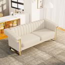 Chesterfield 3 Seater Tufted Velvet Sofa Upholstered Couch with Gold Metal Legs