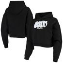 Women's Lusso Black Golden State Warriors Layla World Tour Cropped Pullover Hoodie