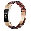 LAREDTREE Resin Watch Band Compatible with Fitbit Alta and Fitbit Alta HR Replacement Wristband for Women Men,Thin Light Resin Strap Bracele Waterproof for fitbit Alta accessories (Tortoise Stone)