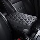 HIDRUO Leather Car Armrest Box Pad, Waterproof Car Armrest Center Console Cover Protector, Universal Arm Rest Cushion Pads for SUV/Truck/Vehicle (Black, Ripple Pattern)