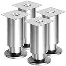 4 Inch/10cm Metal Furniture Legs,Tchosuz Set of 4 Heavy Duty Adjustable Stainless Steel Table Legs with Screws,Modern Metal Furniture Replacement Legs,DIY Cabinet Sofa Couch TVstand Chair Desk,Silver