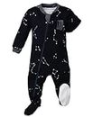 ZIPPYJAMZ – Organic Zipper Sleeper | Footed Onesies Baby Zipper Pajamas with Inseam Zipper - Galaxy Love - Navy (3-6 Mos)