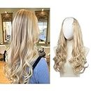 Blonde U Part Hair Extensions Clip in on Full Head Long Curly Wave Synthetic Hair Pieces for Women Dirty Blonde 24 Inch SARLA UH17&16H613