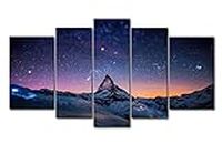 Fresh Look Color 5 Piece Wall Art Painting Starry Night Sky Over The Mountains Prints On Canvas The Picture Landscape Pictures Oil for Home Modern Decoration Print Decor for Living Room