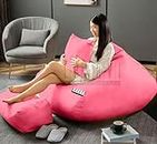 LEXAVI Brand -4XL Luxury Beanbag with Footrest & Free Cushion Filled with Beans |6 Month Warranty | Chair for Adults, Kids & Teen Age with Ultra Soft Comfort & Cozy Seating (XXXXL - Pink)