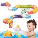 CUTE STONE Baby Bath Toys for Toddlers, Water Slide Building Track W/ Wind-Up Duck, Bathtub Toys for Kids, Water Toys Gift for Boys Girls