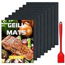 BBQ Reusable Grill Mat Set of (8+1), Non-Stick Heat Resistant Cooking Mat, Durable Easy to Clean Grill Sheet Mat for Grilling Meat, Veggies, Seafood, Work on Gas, Charcoal and Electric Barbecues