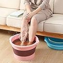 Gvnd Foldable Foot Spa Pedicure Buckets Hot Water Tub Massage Soak Relaxing Bath, Manual Pedicure Foot Soak Tub, Plastic Foot Basin Bath for Home Use and Travel Spa Pedicure Relieve Stress