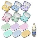 Soft Eye Contact Lens Holder Travel Kit Case Box Container Holder with Mirror Tweezers Pink, Light Purple, Light Green, Turquoise, Yellow,Blue(Multi Color) - 1 Pc with Lens Solution 30ml