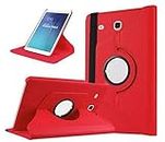 Mcart 360° Degree Rotating (Swivel Stand) PU Leather Folio Flip Cover case for Samsung Galaxy Tab E 9.6 inch SM-T561 T560 T565 T567V Flip Cover Case (Red)