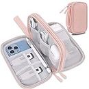 Lacdo Electronic Organizer, Travel Cable Organizer Bag Pouch Tech Electronic Accessories Carry Case Portable Double Layer Charger Case for Cable, Cord, Charger, Phone, Earphone, Power Bank, Light Pink