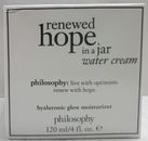 Crema de agua Philosophy Renewed Hope In A Jar, hidratante de brillo hialurónico, 4 oz
