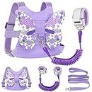 Accmor Toddler Harness Leash + Anti Lost Wrist Link, Kids Butterfly Harnesses With Children Leashes, Cute Baby Leash Walking Assistant Wristband Strap Tether for Girls Outdoor (Purple)