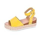 HOOJUEAN Sandals Women Wedges Shoes Pumps High Heels Sandals Summer 2019 Flip Flop Chaussures Femme Platform Sandals yellow-40