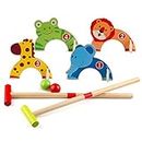 Wondertoys Wooden Animals Croquet Set Golf Toys with 2 Balls Early Educational Game Gift for Children