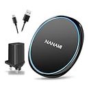 NANAMI Fast Wireless Charger with QC3.0 Adapter, 10W for Samsung Galaxy S24/S23/S22/S21/S20/S10/S9/S8, 7.5W Qi-Certified Fast Charging Pad for iPhone 15/14/13/12/11/11 Pro/XS Max/XS/XR/X/8 New AirPods