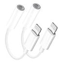 【Apple MFi Certificado】 2 Pack Adaptador Auriculares iPhone 3.5 mm Lightning to Auriculares Jack Cable Audio Compatible con iPhone 13/12/11/11 Pro/XR/X/XS/8/8Plus/7/7Plus